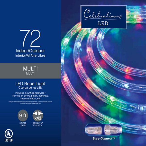 Celebrations LED Multicolored Rope Christmas Lights 9 ft.