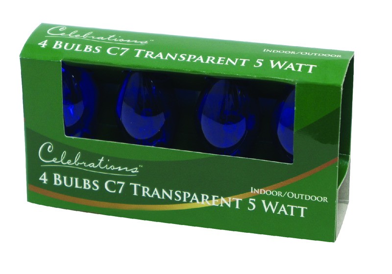 Celebrations Incandescent Blue 4 ct Replacement Christmas Light Bulbs