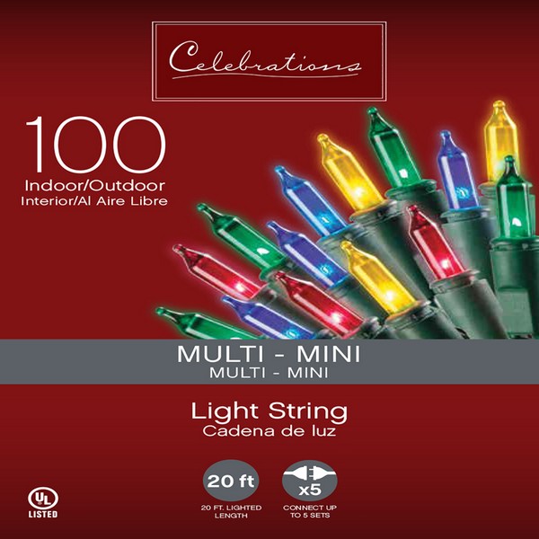 Celebrations Incandescent Mini Multicolored 100 ct String Christmas Lights