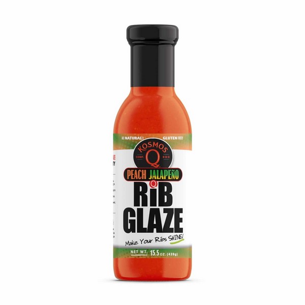 Kosmos Q Rib Glaze Peach Jalapeno BBQ Sauce 15.5 oz