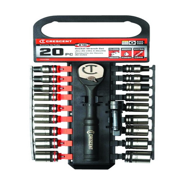Crescent 3/8 in. drive S Metric and SAE 6 Point Mechanic's Tool Set 20 pc