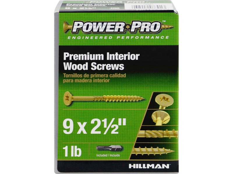 Hillman Power Pro No. 9  S X 2-1/2 in. L Star Yellow Zinc Wood Screws 1 lb 100 pk