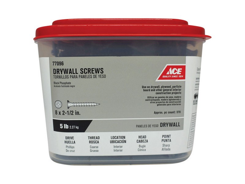 Ace No. 8 wire S X 2-1/2 in. L Phillips Drywall Screws 5 lb 560 pk