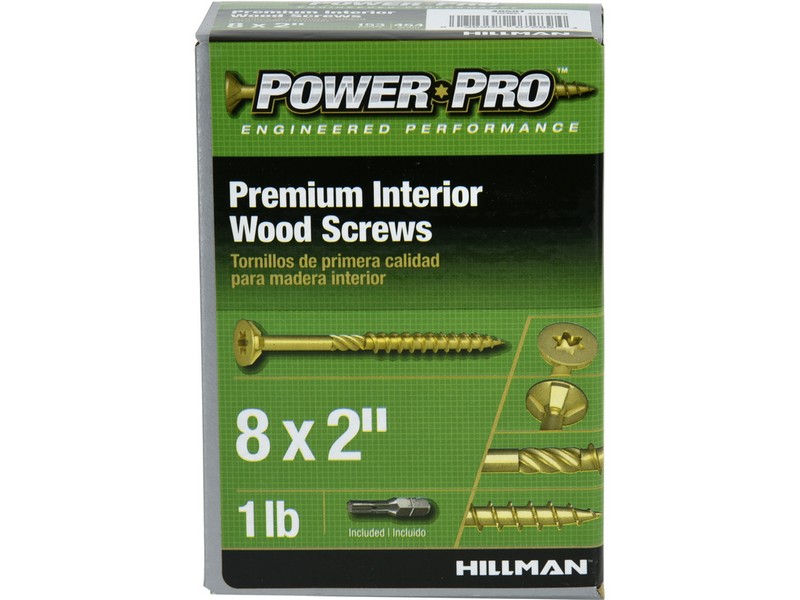 Hillman Power Pro No. 8  S X 2 in. L Star Yellow Zinc Wood Screws 1 lb 165 pk