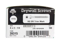 Hillman No. 6  S X 2-1/4 in. L Square Drywall Screws 100 pk