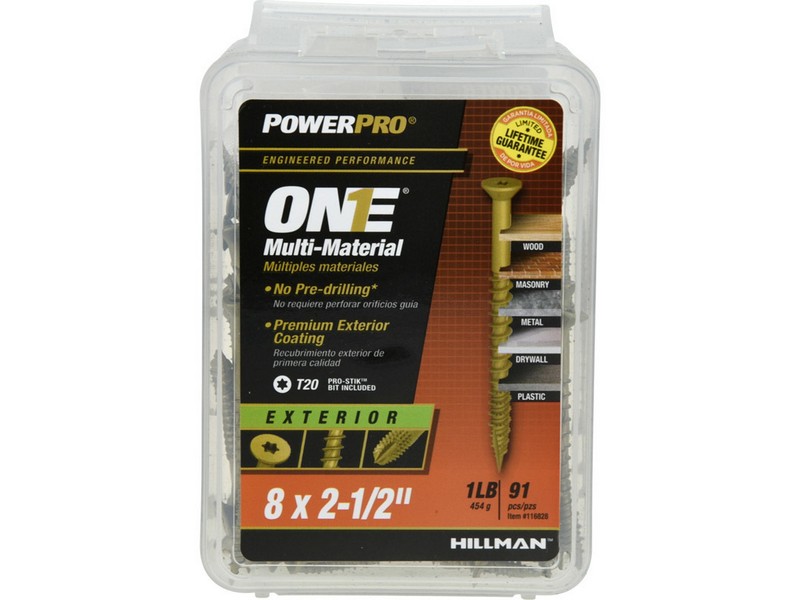 Hillman POWERPRO ONE No. 8  S X 2-1/2 in. L Star Flat Head Multi-Material Screw 1 lb 91 pk