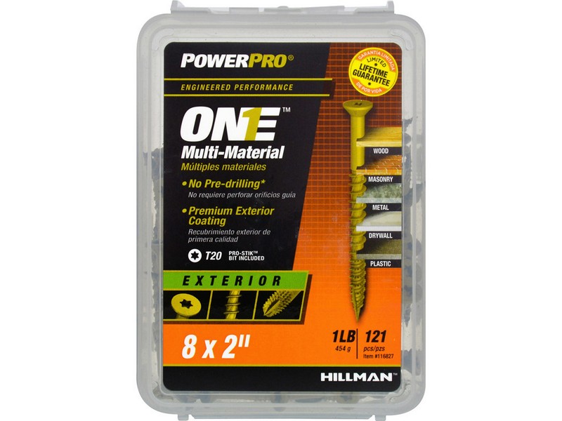 Hillman POWERPRO ONE No. 8  S X 2 in. L Star Flat Head Multi-Material Screw 1 lb 121 pk