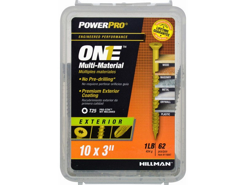 Hillman POWERPRO ONE No. 10  S X 3 in. L Star Flat Head Multi-Material Screw 1 lb 62 pk