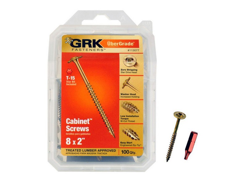 GRK Fasteners UberGrade No. 8  S X 2 in. L Star Cabinet Screws 100 pk