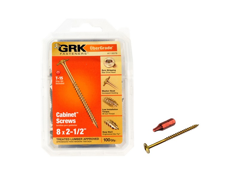 GRK Fasteners UberGrade No. 8  S X 2-1/2 in. L Star Cabinet Screws 100 pk