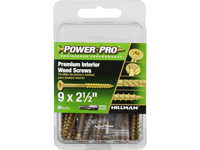 Hillman Power Pro No. 9  S X 2-1/2 in. L Star Wood Screws 50 pk