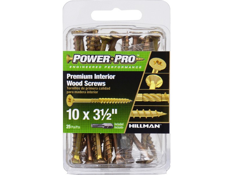 Hillman Power Pro No. 10  S X 3-1/2 in. L Star Wood Screws 25 pk
