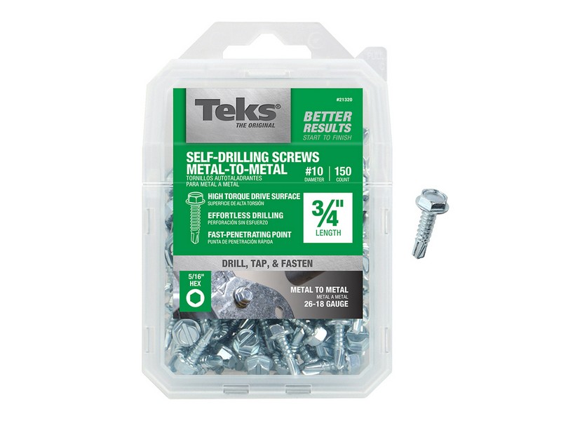 Teks No. 10  S X 3/4 in. L Hex Washer Head Sheet Metal Screws 150 pk