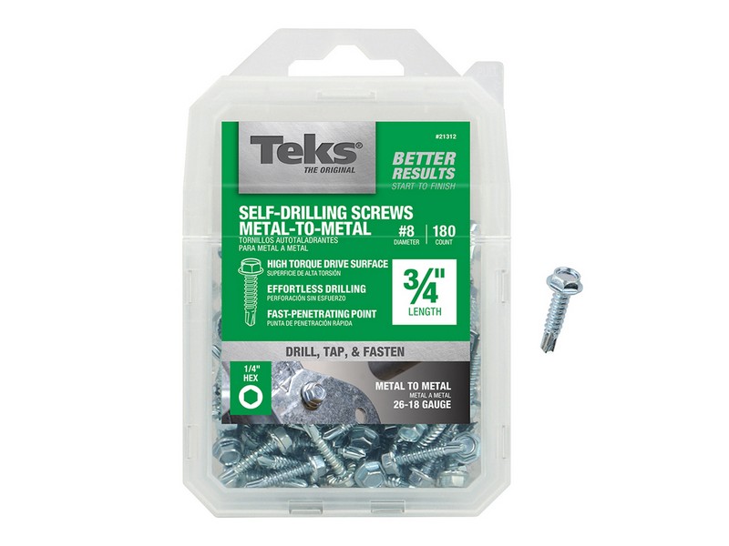 Teks No. 8  S X 3/4 in. L Hex Washer Head Sheet Metal Screws 180 pk