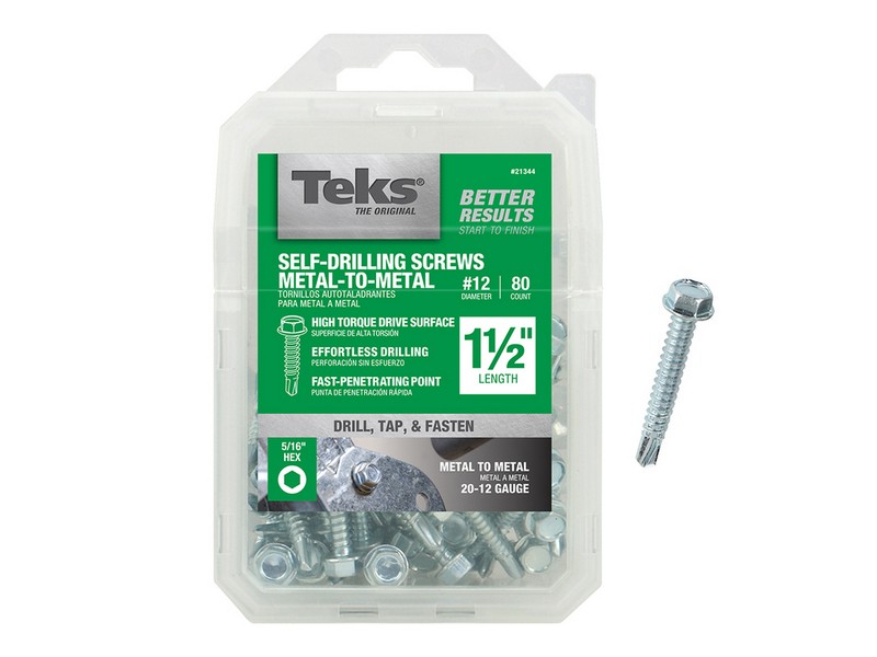 Teks No. 12  S X 1-1/2 in. L Hex Washer Head Sheet Metal Screws 80 pk