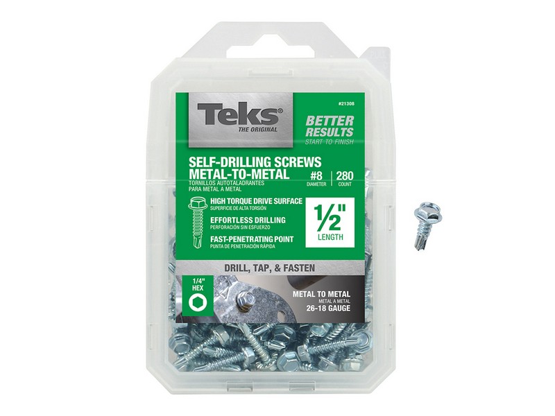 Teks No. 8  S X 1/2 in. L Hex Washer Head Sheet Metal Screws 280 pk