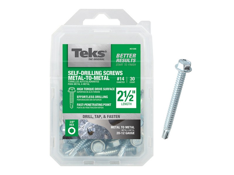 Teks No. 14  S X 2-1/2 in. L Hex Washer Head Sheet Metal Screws 30 pk