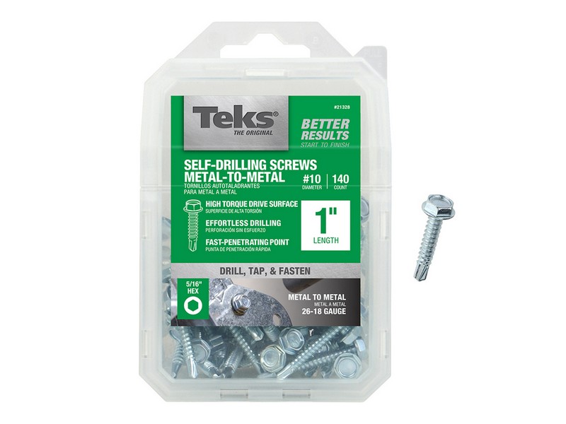 Teks No. 10  S X 1 in. L Hex Washer Head Sheet Metal Screws 140 pk