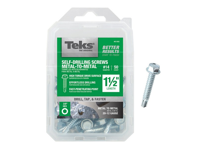 Teks No. 14  S X 1-1/2 in. L Hex Washer Head Sheet Metal Screws 50 pk