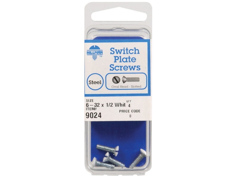 Hillman No. 6-32  S X 1/2 in. L Slotted Oval Head Steel Machine Screws 4 pk