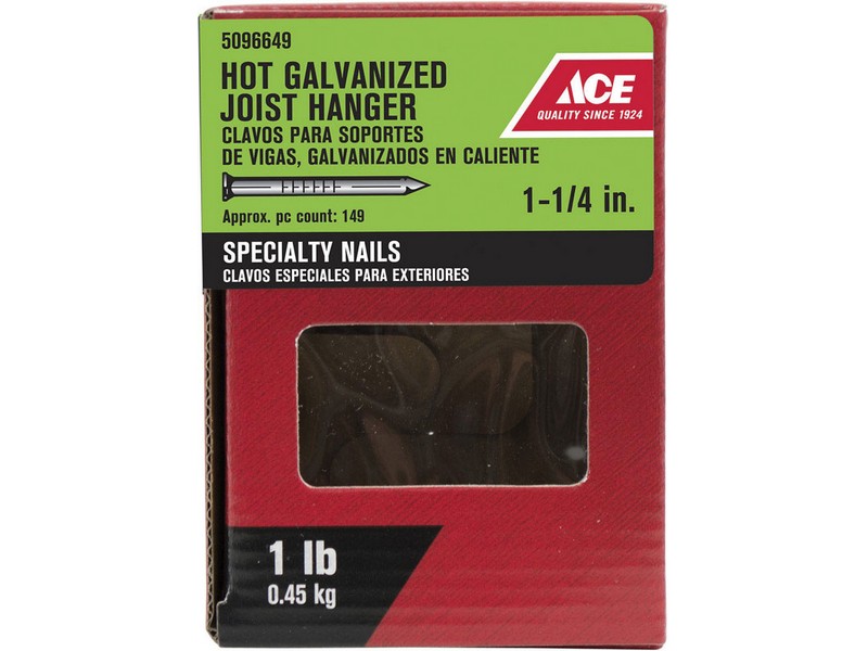 Ace 1-1/4 in. Joist Hanger Hot-Dipped Galvanized Nail 1 lb