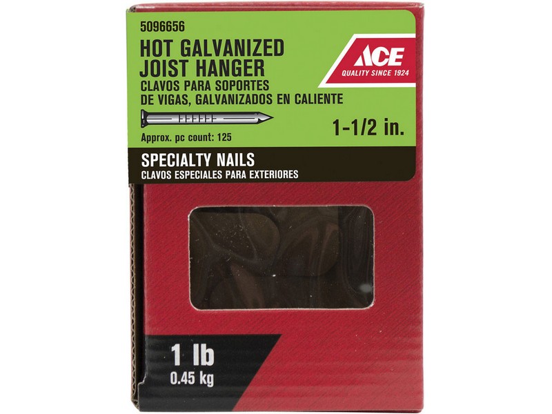 Ace 1-1/2 in. Joist Hanger Hot-Dipped Galvanized Steel Nail Round Head 1 lb