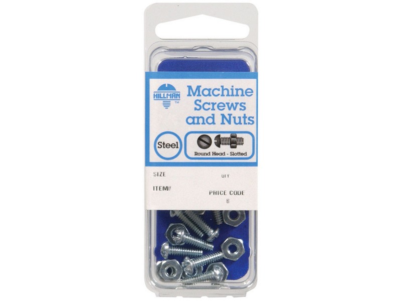 Hillman No. 6-32  S X 1/2 in. L Slotted Round Head Zinc-Plated Steel Machine Screws 10 pk