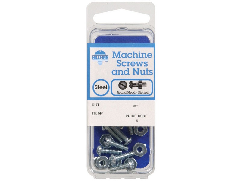 Hillman No. 8-32  S X 1/2 in. L Slotted Round Head Zinc-Plated Steel Machine Screws 10 pk