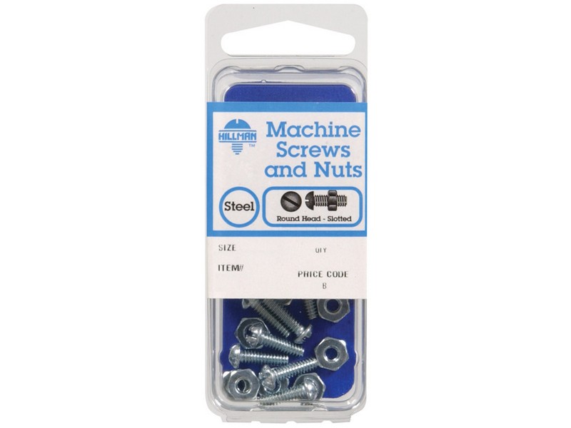 Hillman No. 8-32  S X 1-1/4 in. L Slotted Round Head Zinc-Plated Steel Machine Screws 10 pk