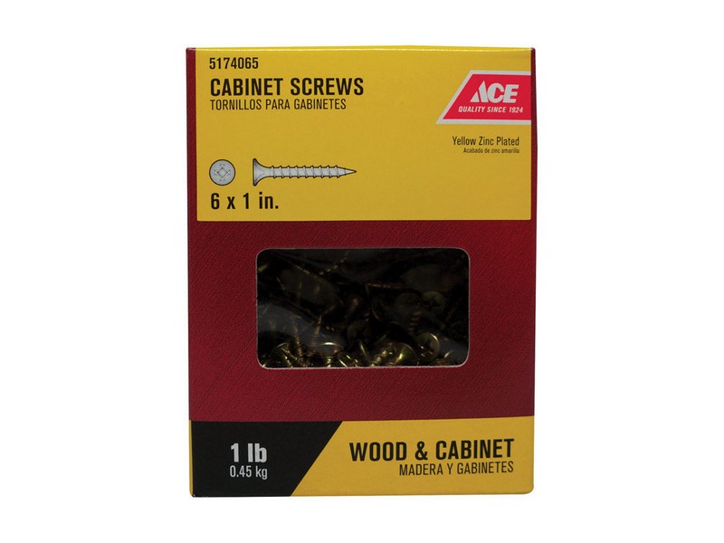Ace No. 6  S X 1 in. L Phillips Yellow Zinc Cabinet Screws 1 lb 330 pk