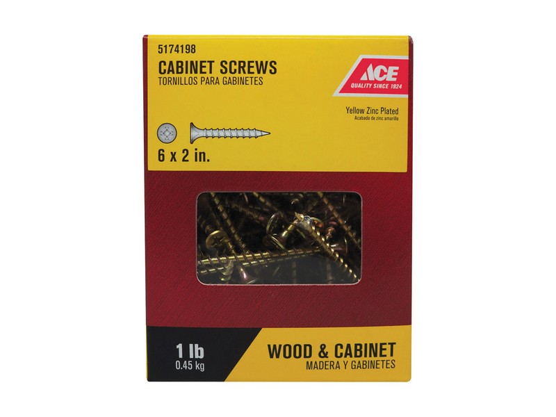 Ace No. 6  S X 2 in. L Phillips Yellow Zinc Cabinet Screws 1 lb 185 pk