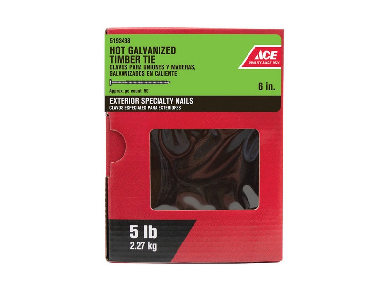 Ace 6 in. Timber Tie Hot-Dipped Galvanized Steel Nail Flat Head 5 lb