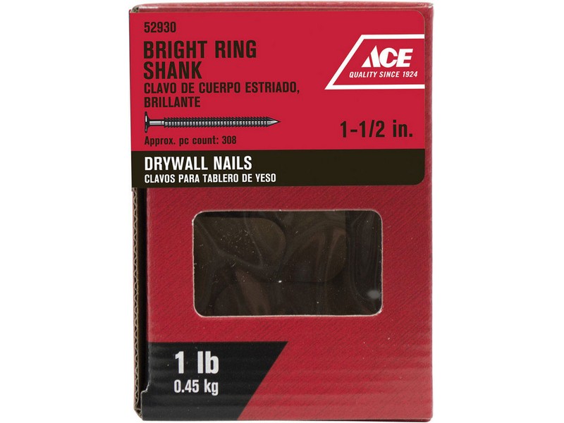 Ace 1-1/2 in. Drywall Bright Nail Flat Head 1 lb