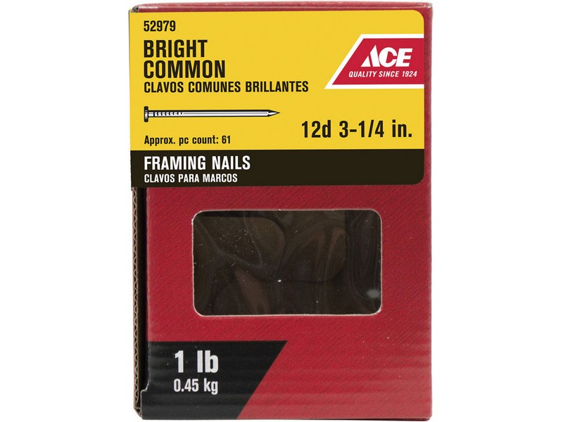 Ace 12D 3-1/4 in. Common Bright Nail Round Head 1 lb