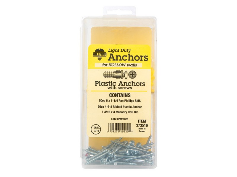 Hillman 0.164 in. D X 7/8 in. L Plastic Pan Head Ribbed Anchor Kit 101 pk