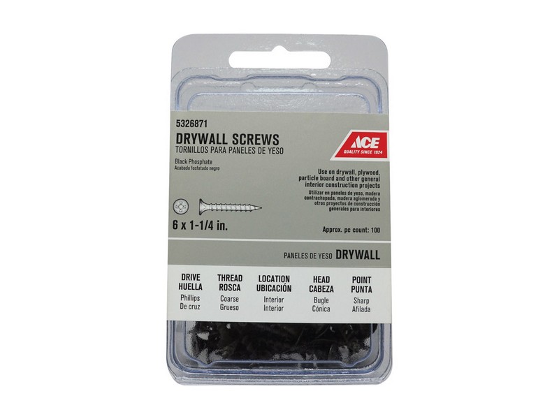 Ace No. 6 wire S X 1-1/4 in. L Phillips Drywall Screws 100 pk