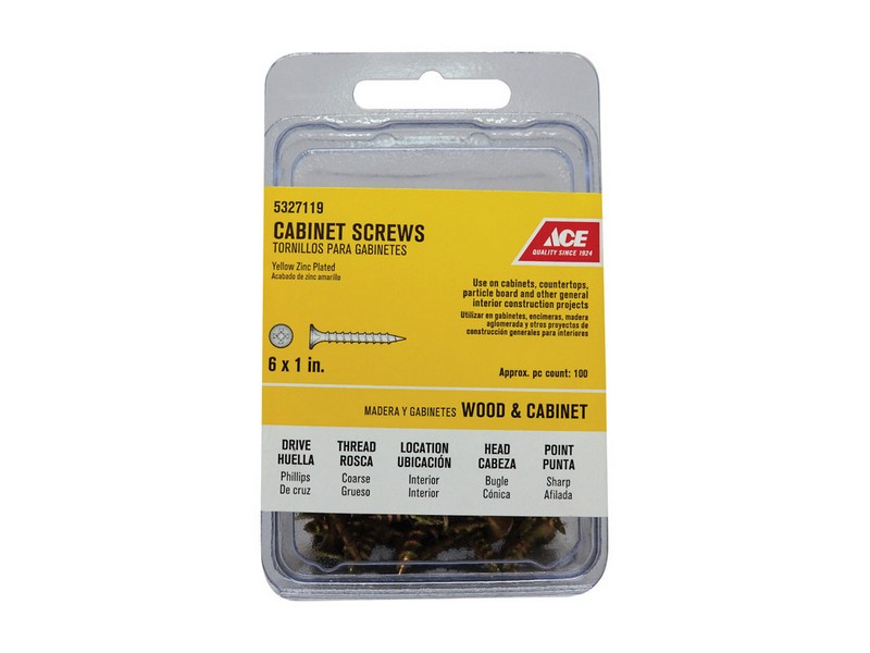 Ace No. 6  S X 1 in. L Phillips Yellow Zinc Cabinet Screws 100 pk