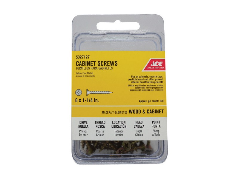 Ace No. 6  S X 1-1/4 in. L Phillips Yellow Zinc Cabinet Screws 100 pk