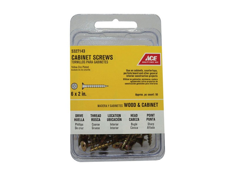 Ace No. 6  S X 2 in. L Phillips Yellow Zinc Cabinet Screws 50 pk