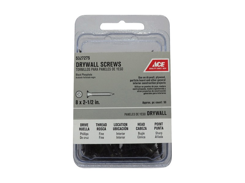 Ace No. 8 wire S X 2-1/2 in. L Phillips Drywall Screws 50 pk