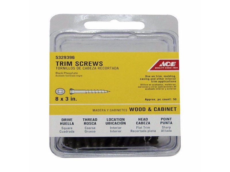Ace No. 8  S X 3 in. L Square Black Phosphate Trim Screws 50 pk