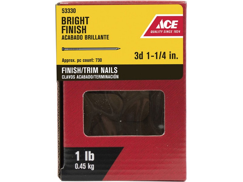 Ace 3D 1-1/4 in. Finishing Bright Steel Nail Countersunk Head 1 lb