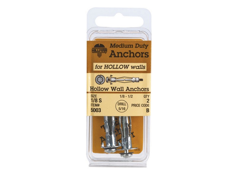 Hillman 1/8 in. D X 1 1/2 in. L Metal Round Head Hollow Wall Anchors 2 pk