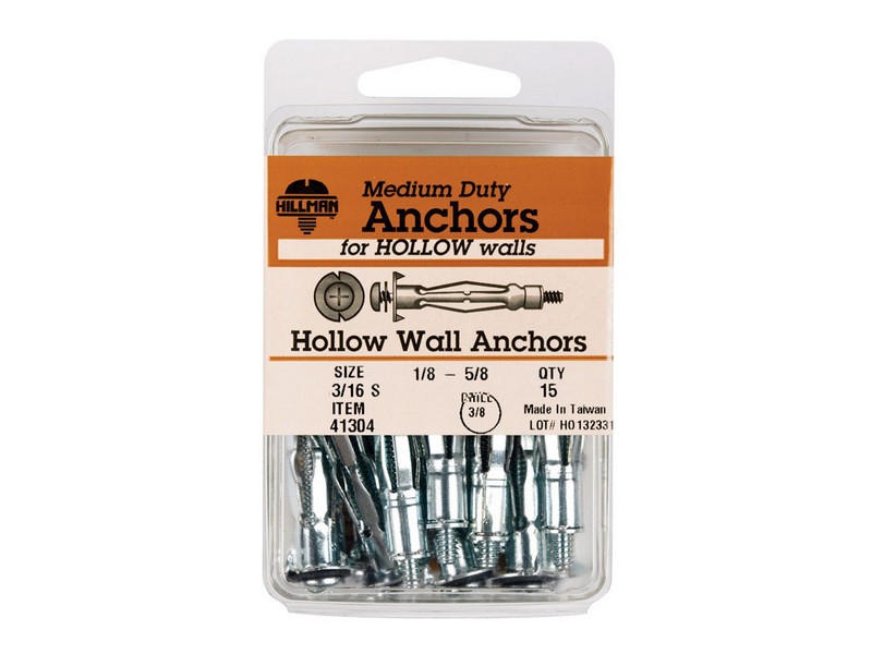 Hillman 3/16 in. D X 3/16 Short in. L Metal Pan Head Hollow Wall Anchors 15 pk