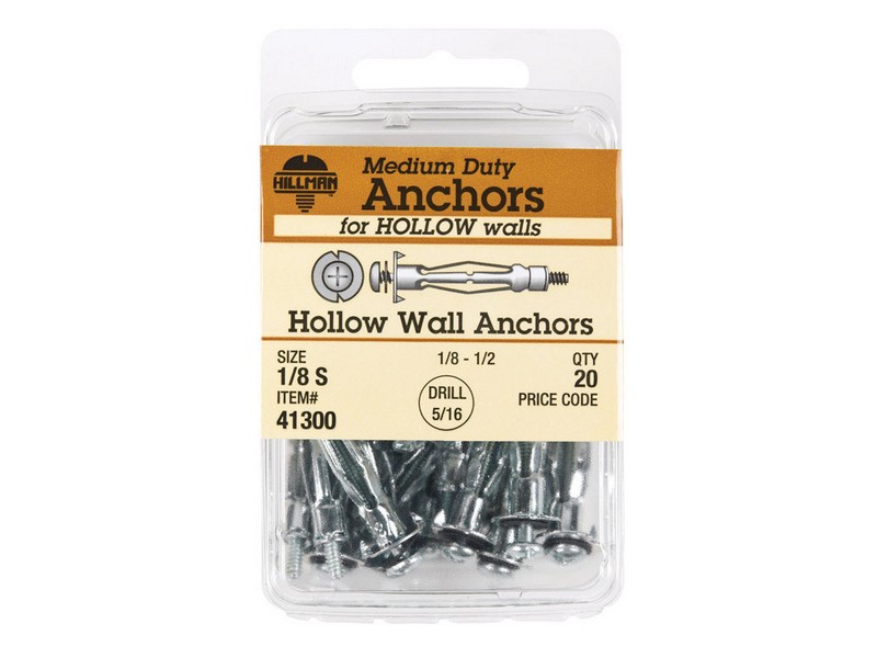 Hillman 1/8 in. D X 1/8 Short in. L Metal Pan Head Hollow Wall Anchors 20 pk