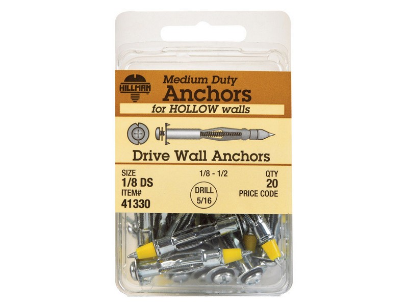 Hillman 1/8 in. D X 1/8 Short in. L Metal Pan Head Drive Wall Anchors 20 pk