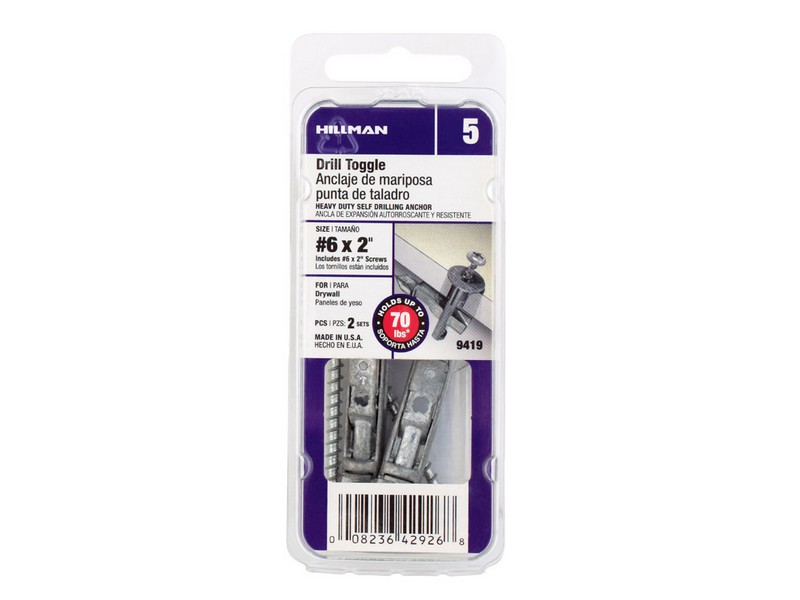 Hillman .138 in. D X 2 in. L Zinc Pan Head Zip Toggle Anchors 2 pk