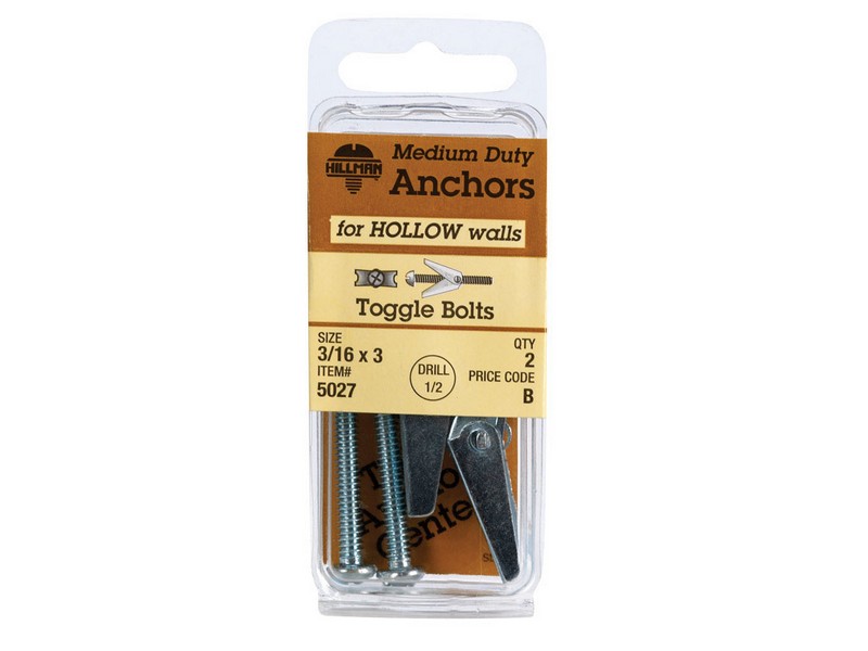 Hillman 3/16 in. D X 3 in. L Round Steel Toggle Bolt 2 pk
