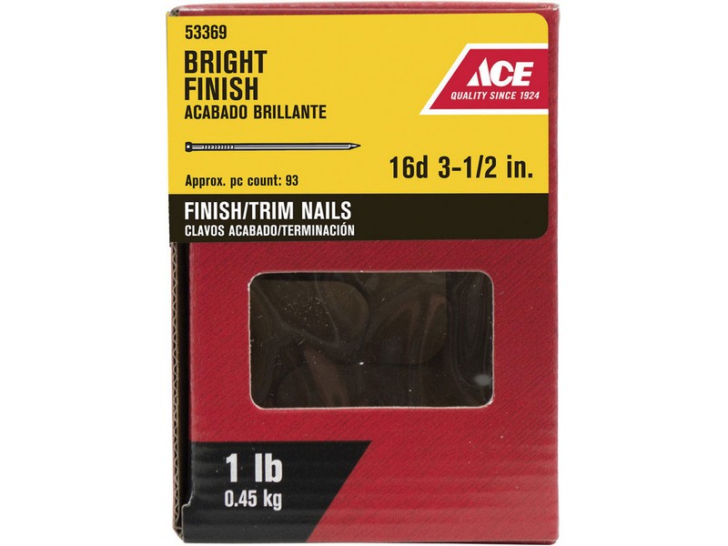 Ace 16D 3-1/2 in. Finishing Bright Steel Nail Countersunk Head 1 lb