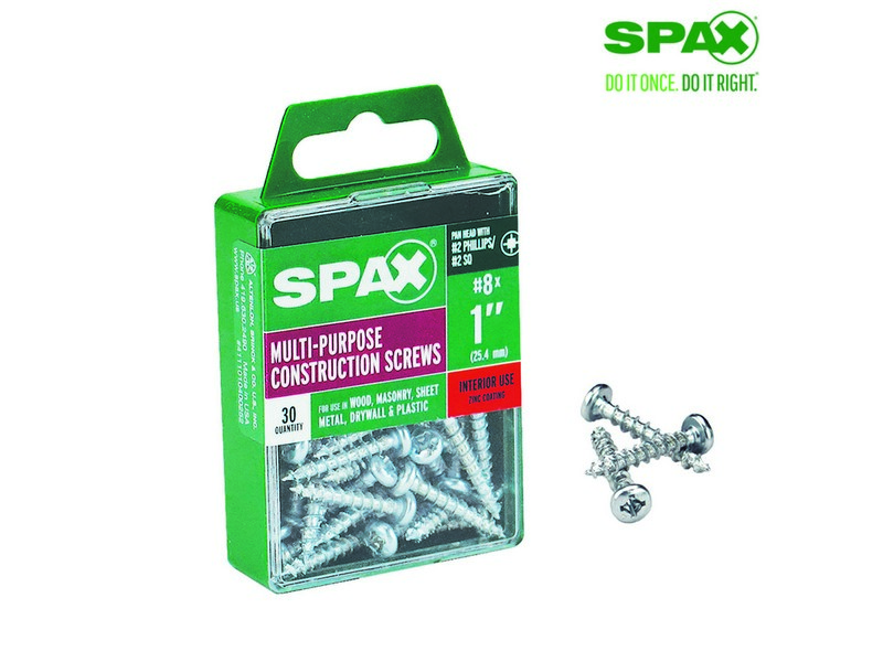 Spax No. 8  S X 1 in. L Phillips/Square Pan Head Multi-Purpose Screws 30 pk